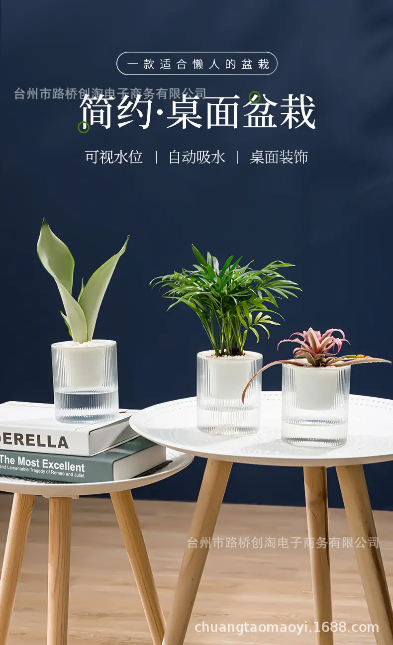 Lazy Green Pot Automatic Absorbent Flower Pot Transparent Plastic Hydroponic Hydroponics Special Flower Pot for Office and Hotel — feature 1
