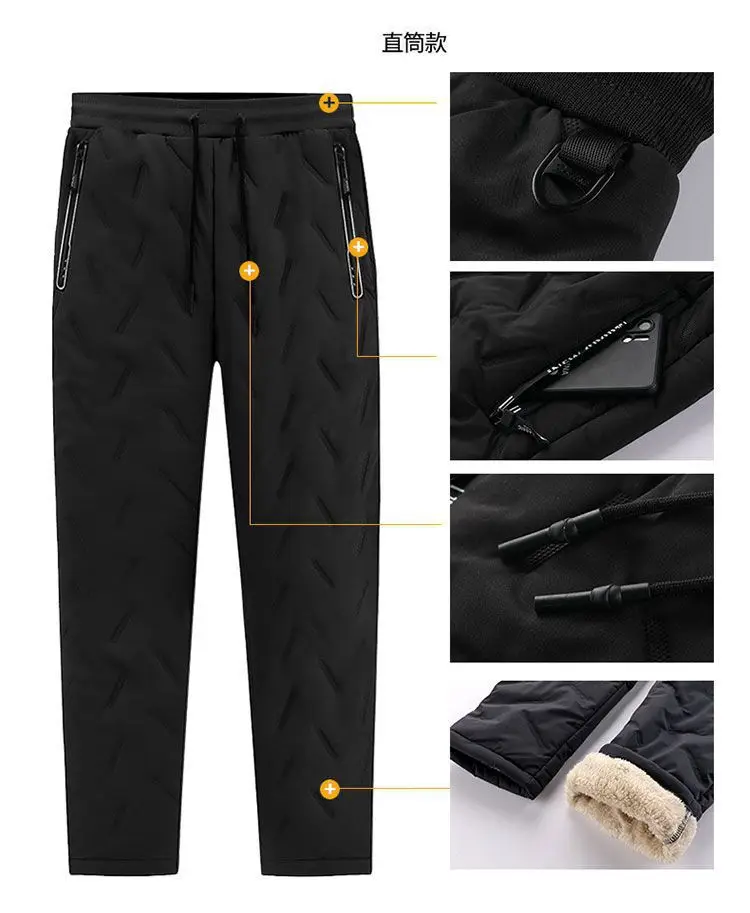 Men's Black Fleece Lined Winter Pants 2 Pcs — feature 11