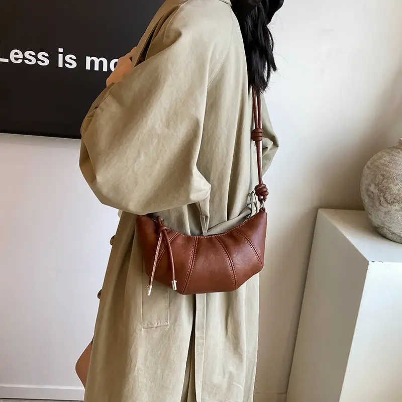 Women Crossbody Bag Brown Leather 2024 Fashion - Image 3