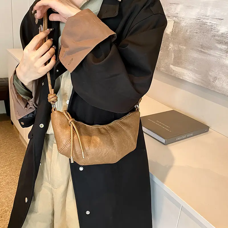 Women Crossbody Bag Brown Leather 2024 Fashion - Image 4