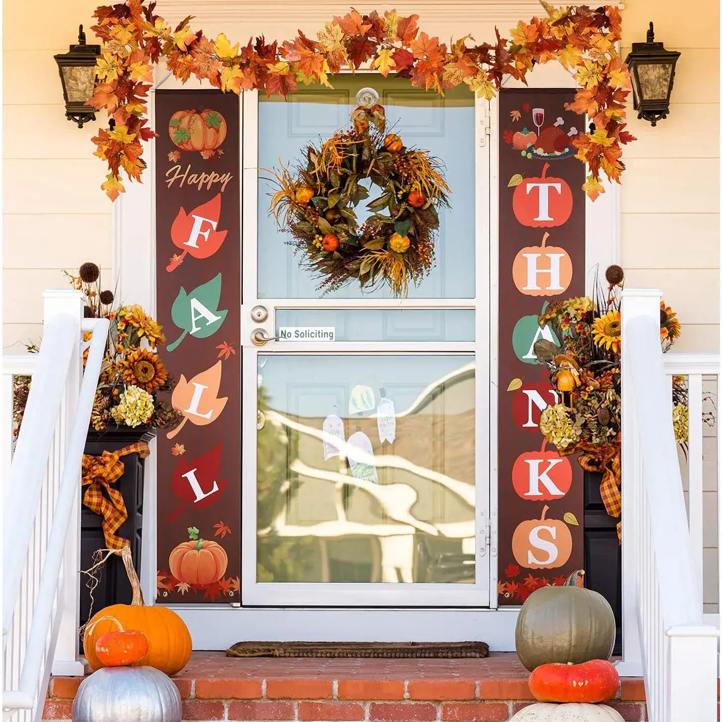 Amazon Fake Autumn Maple Leaf 5.7ft Christmas Wreath Hanging Vine - Image 6