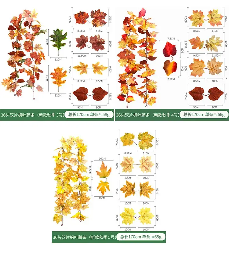 Amazon Fake Autumn Maple Leaf 5.7ft Christmas Wreath Hanging Vine — feature 11