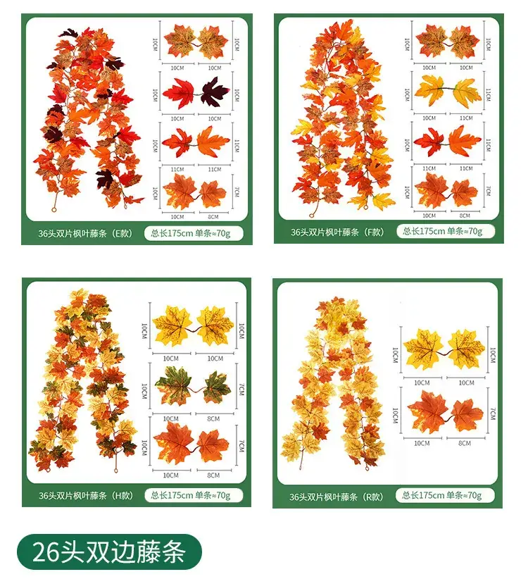 Amazon Fake Autumn Maple Leaf 5.7ft Christmas Wreath Hanging Vine — feature 6