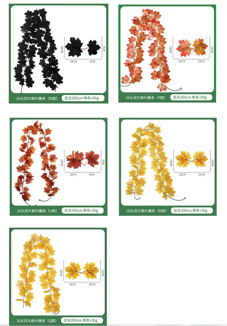 Amazon Fake Autumn Maple Leaf 5.7ft Christmas Wreath Hanging Vine — feature 8