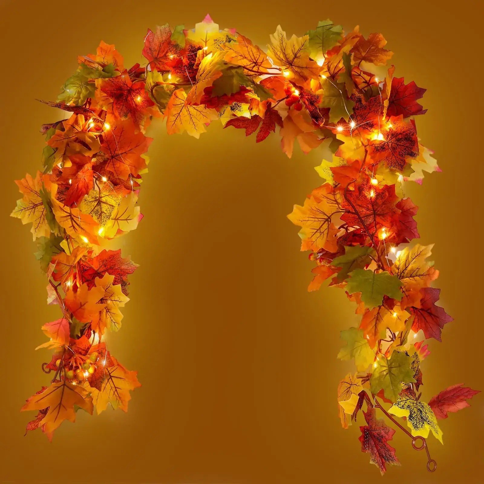 Amazon Fake Autumn Maple Leaf 5.7ft Christmas Wreath Hanging Vine - Image 3