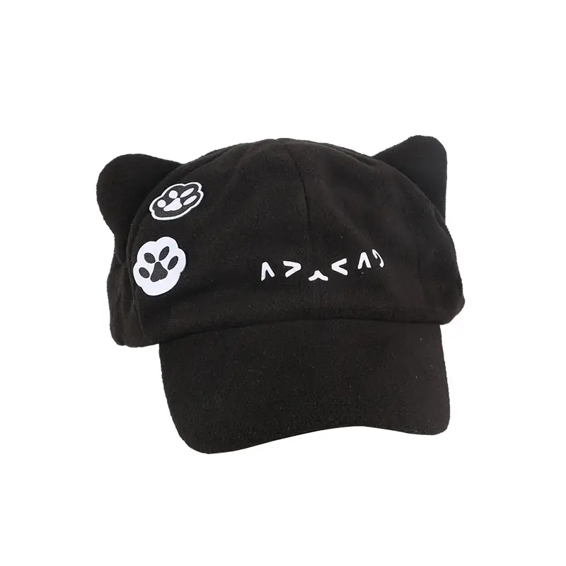 Children Cat Ears Sun Hat Black with Face Sticker - Image 6