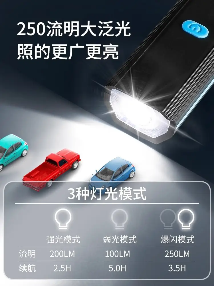 USB Charging Night Bike Headlight Black