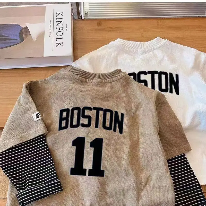 Boston 11 Long Sleeve T-Shirt Boys Black White - Image 5
