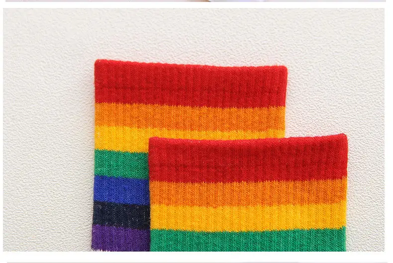 Colorful Striped Stockings Women's Trendy Korean Style College Style Couple's Stockings Japanese Style Boys Socks Stocking Personality Rainbow — feature 10