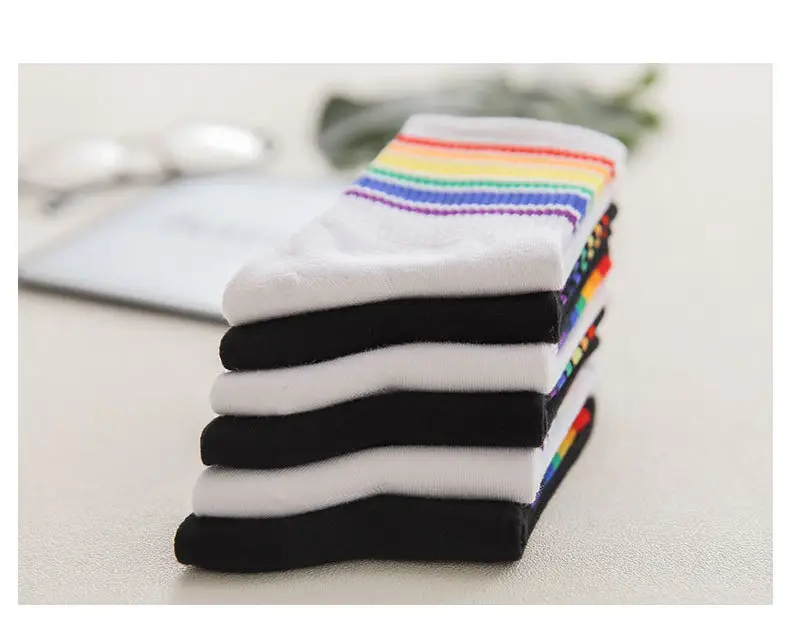 Colorful Striped Stockings Women's Trendy Korean Style College Style Couple's Stockings Japanese Style Boys Socks Stocking Personality Rainbow — feature 4