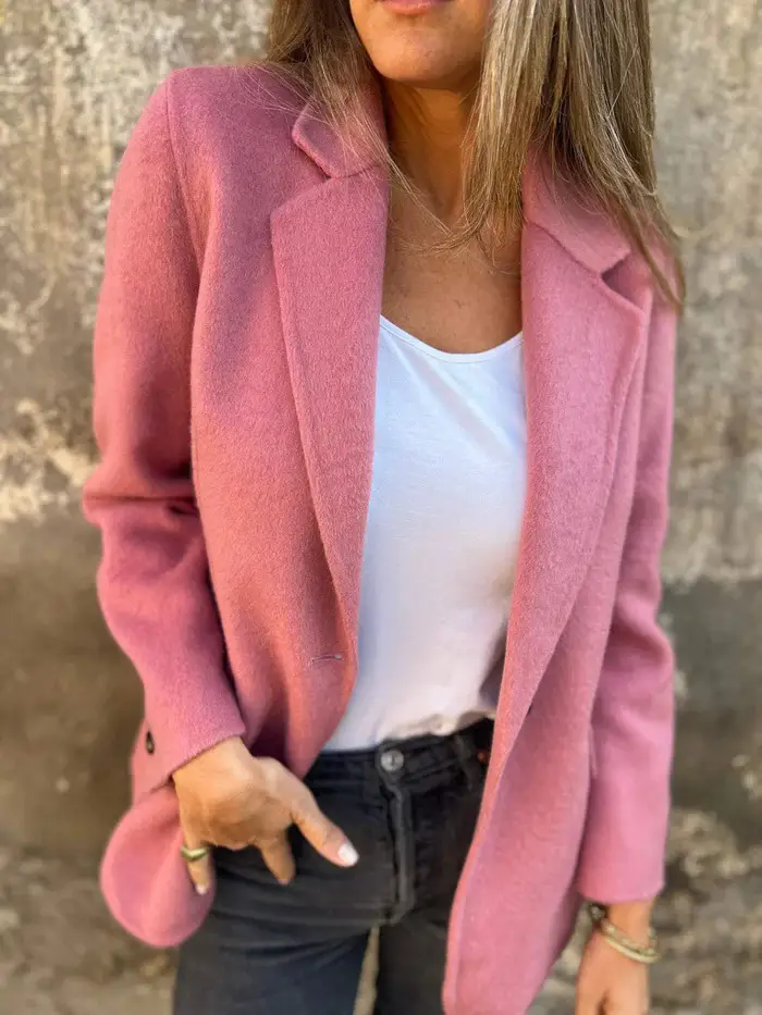 Women's Purple Pure Color Single Button Jacket - Image 8