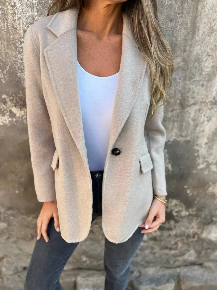Women's Purple Pure Color Single Button Jacket - Image 10