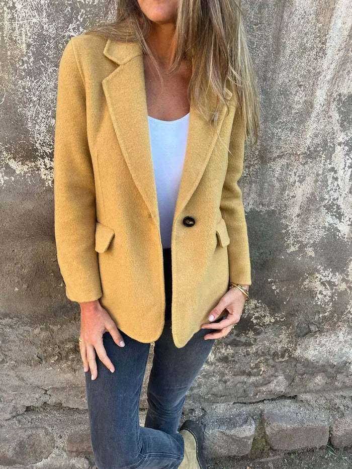 Women's Purple Pure Color Single Button Jacket - Image 2