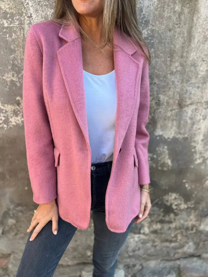 Women's Purple Pure Color Single Button Jacket - Image 6