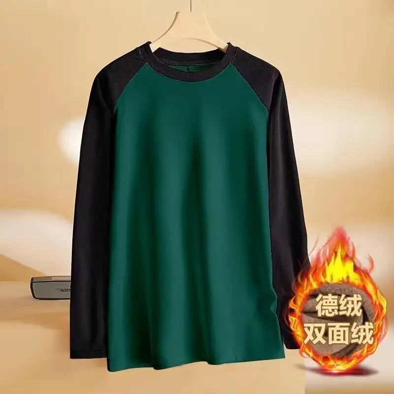 Men's Double-Sided Velvet Raglan Shirt Black Green — feature 17