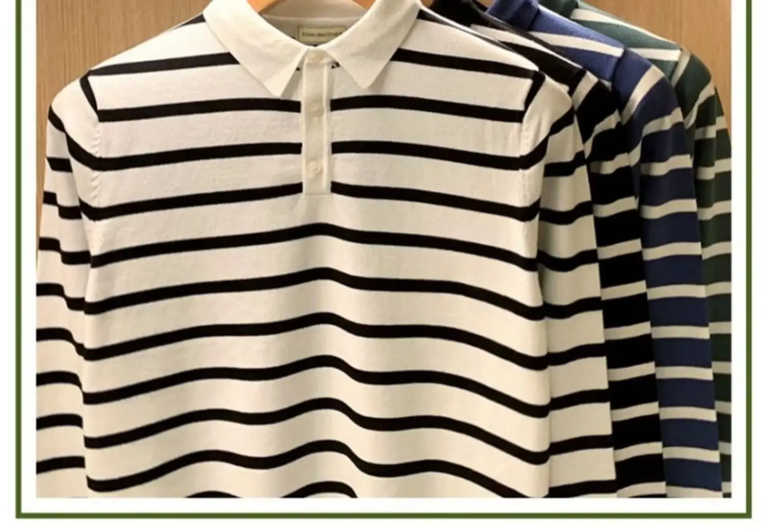 Men Blue Striped Polo Shirt Light Mature Style — feature 4