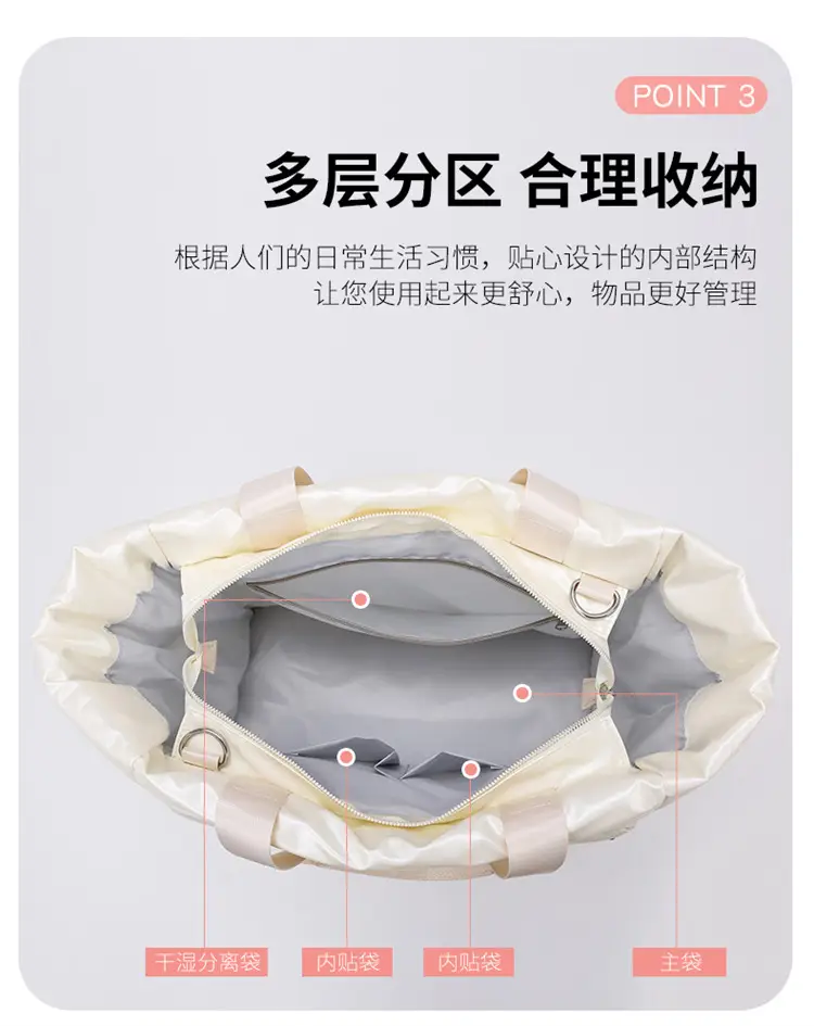 Pearlescent Cotton Sports Bag Women Shoulder Travel — feature 8