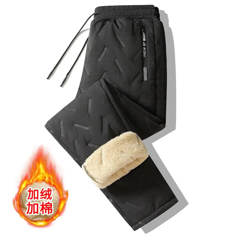 Men's Fleece Lined Warm Pants Black Plus Size - Image 10