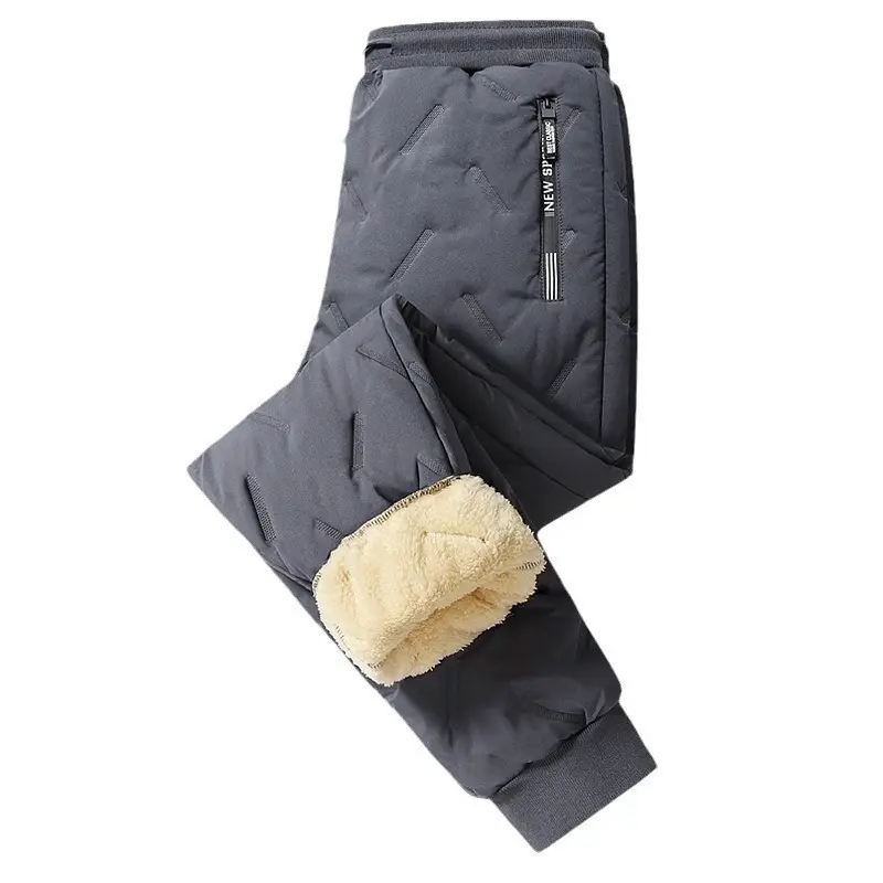 Men's Fleece Lined Warm Pants Black Plus Size - Image 13