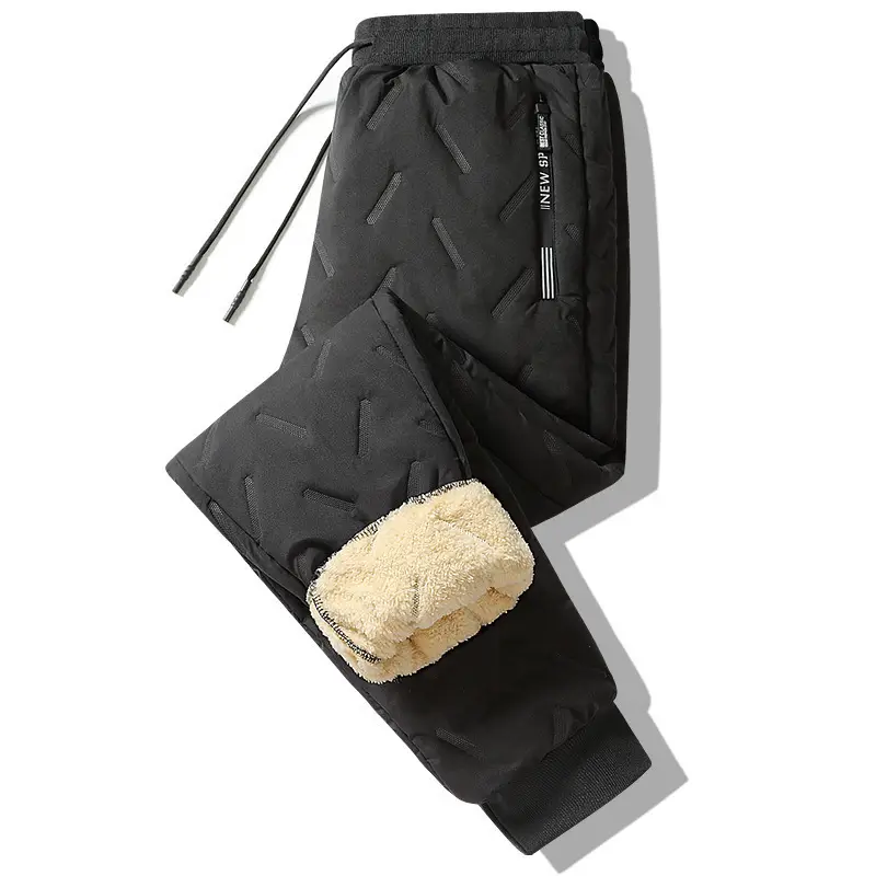 Men's Fleece Lined Warm Pants Black Plus Size - Image 3