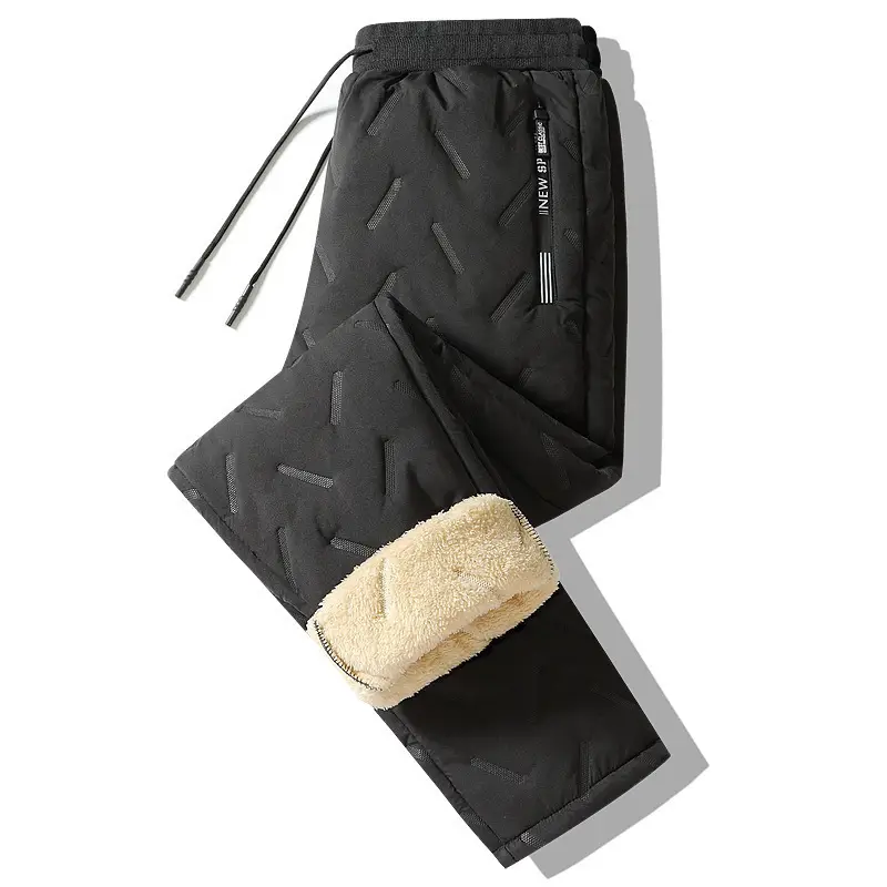 Men's Fleece Lined Warm Pants Black Plus Size - Image 5
