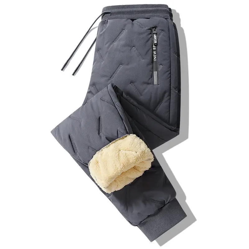 Men's Fleece Lined Warm Pants Black Plus Size - Image 8