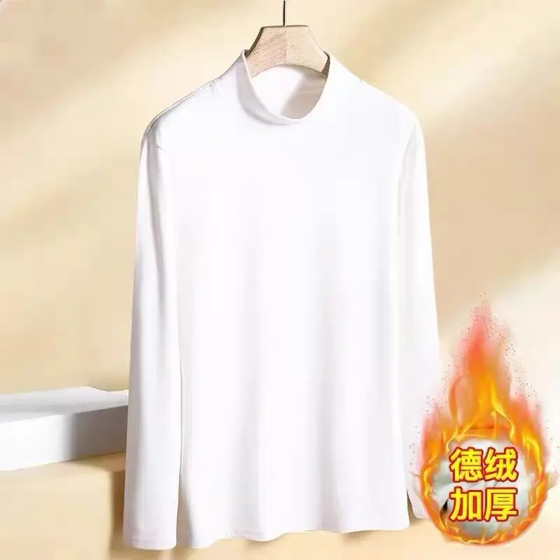Men's Warm Double-Sided Velvet T-Shirt Brown — feature 5