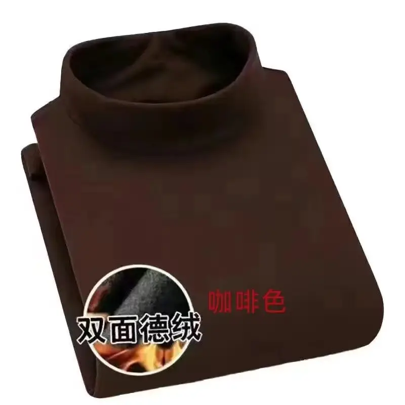 Men's Warm Double-Sided Velvet T-Shirt Brown - Image 2