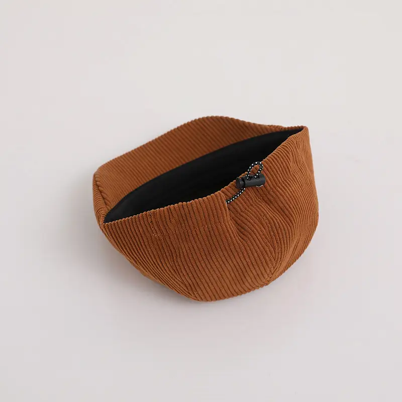 Children's Brown Ribbed Hat with "Hello!" Print — feature 7