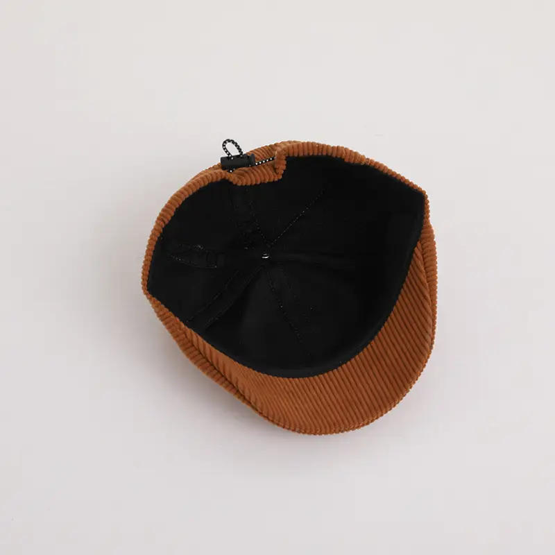 Children's Brown Ribbed Hat with "Hello!" Print — feature 8