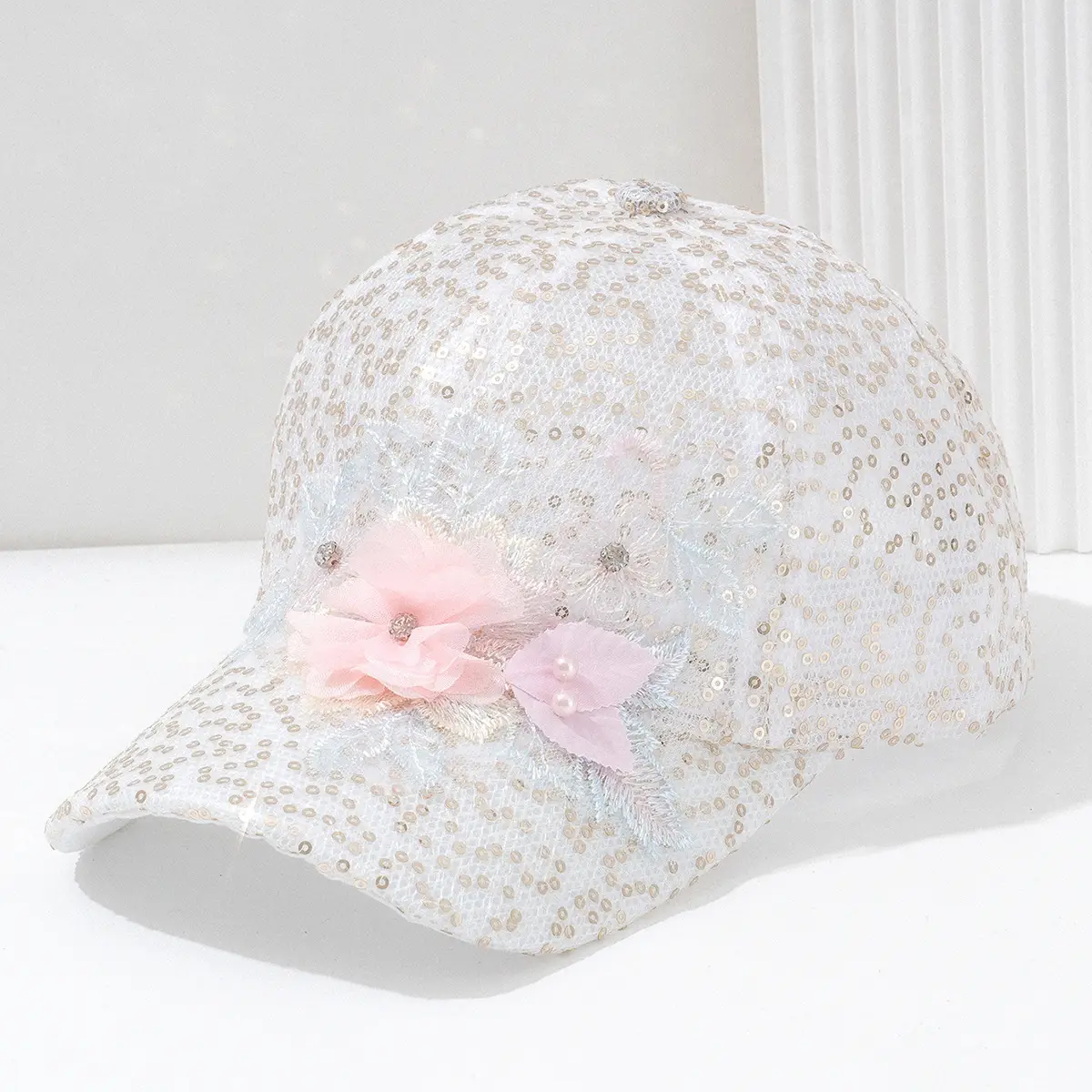 Women's Petal Sequin Baseball Cap Travel Sun Hat - Image 7