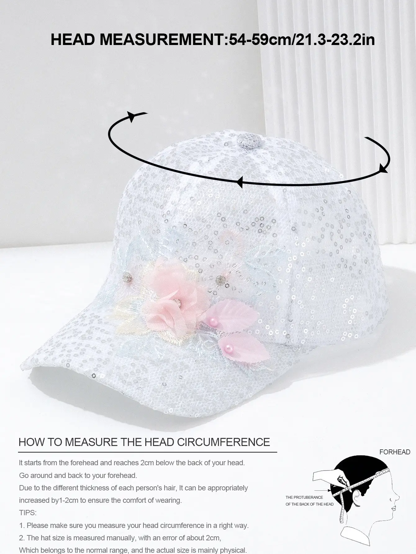 Women's Petal Sequin Baseball Cap Travel Sun Hat — feature 5