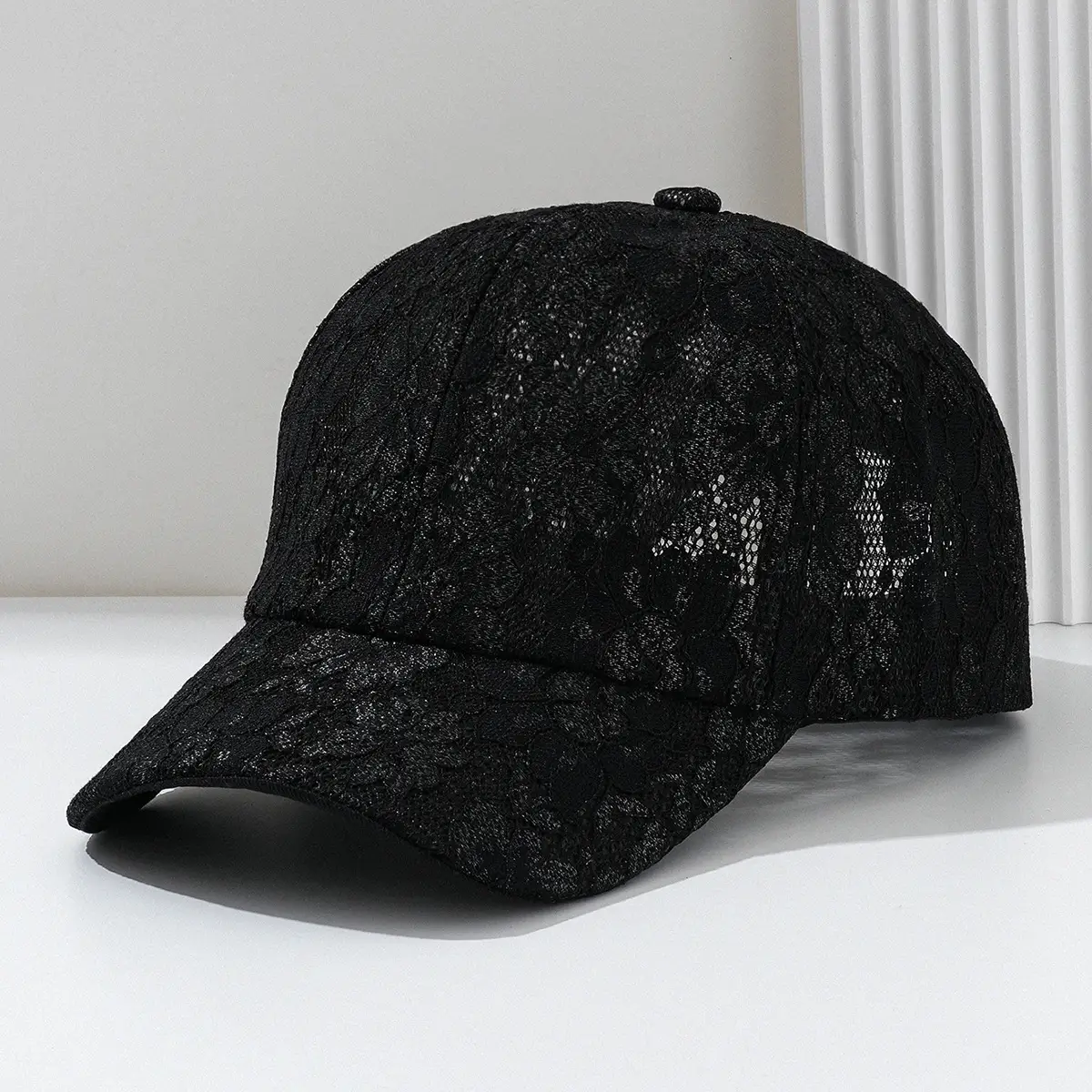 Lace Hollow Baseball Cap Women Men Cream - Image 6