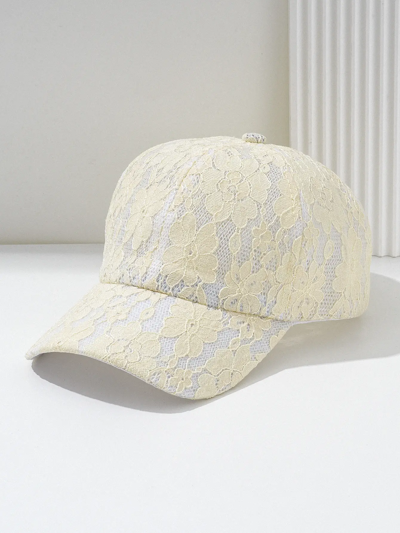 Lace Hollow Baseball Cap Women Men Cream — feature 8