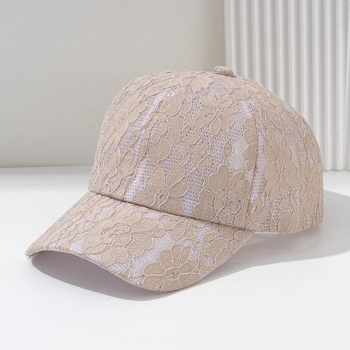 Lace Hollow Baseball Cap Women Men Cream - Image 3