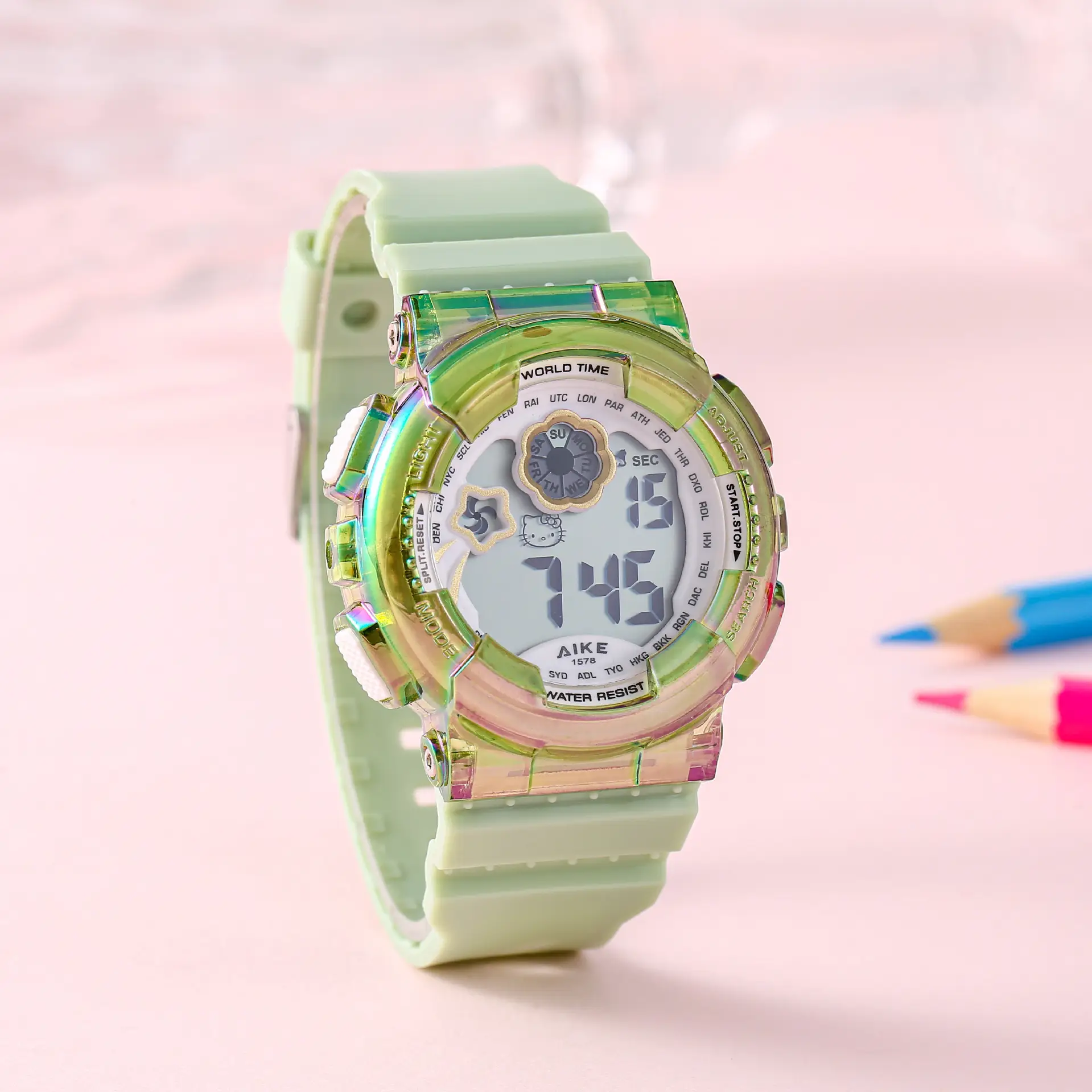 Kids Waterproof Digital Watch White LED Display