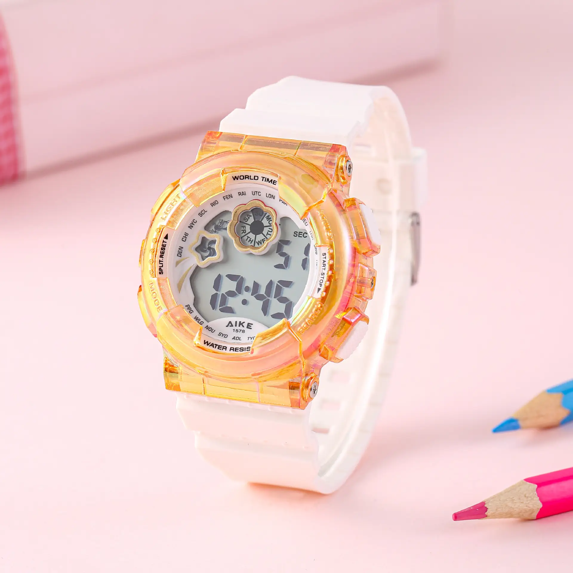 Kids Waterproof Digital Watch White LED Display — feature 11