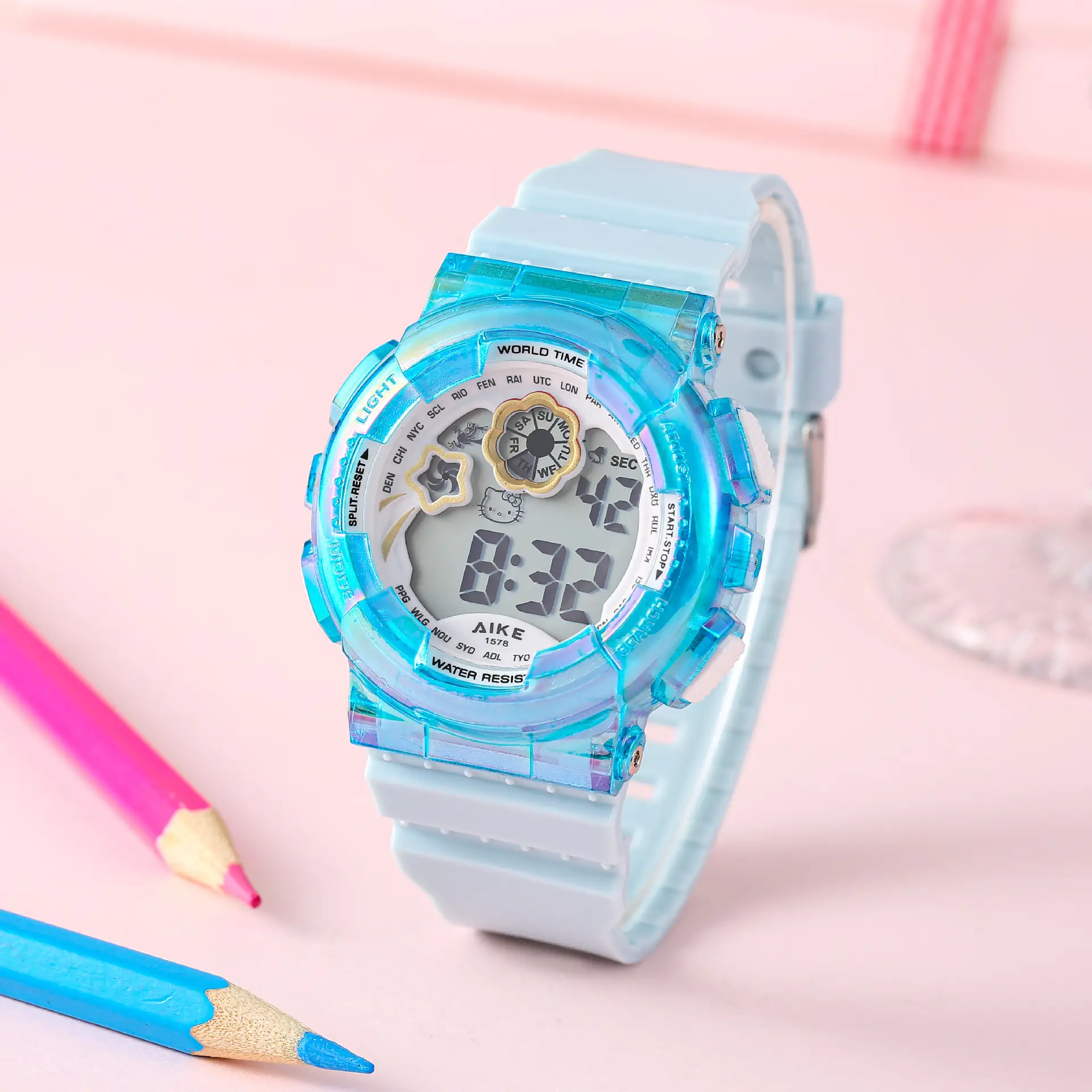 Kids Waterproof Digital Watch White LED Display — feature 12