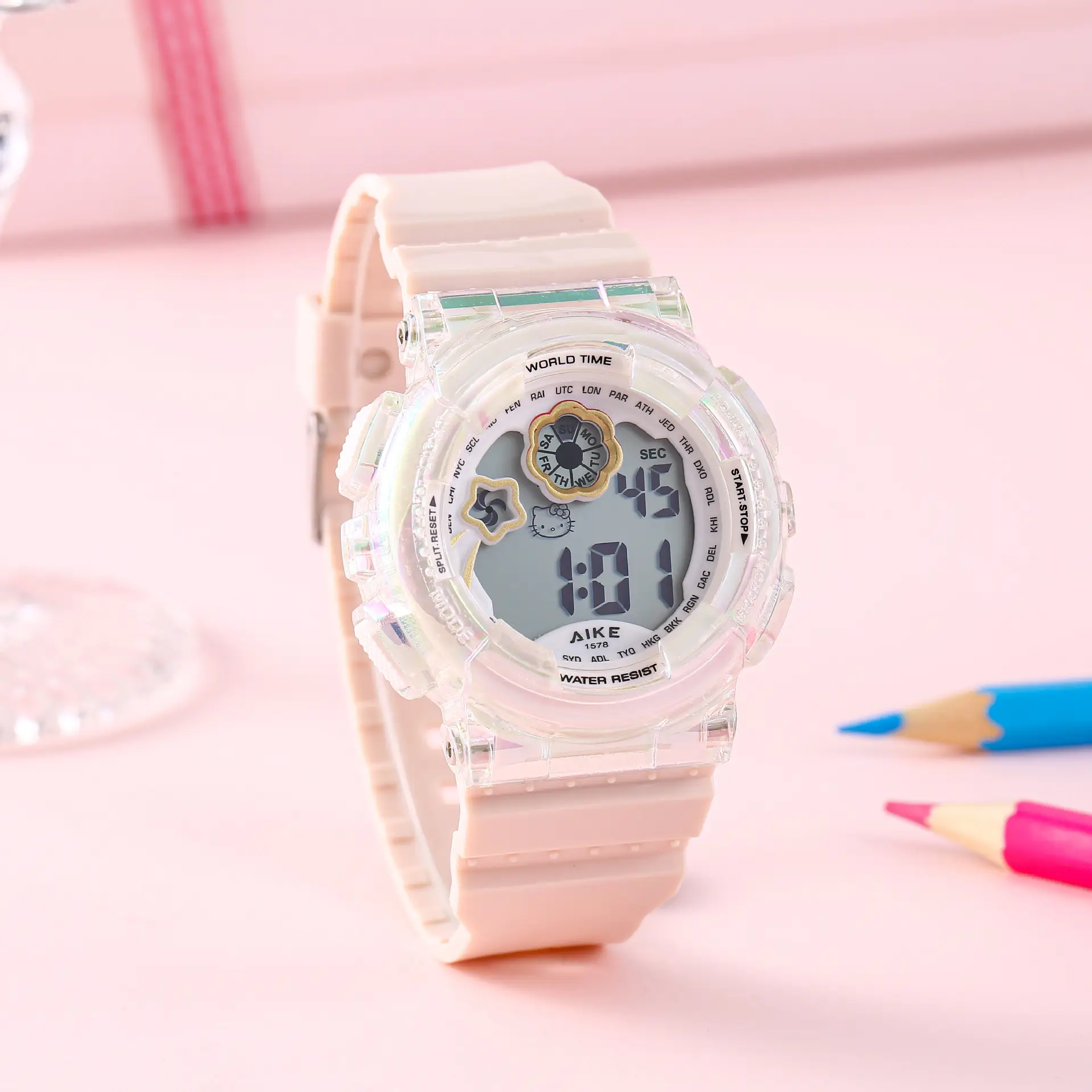 Kids Waterproof Digital Watch White LED Display — feature 14