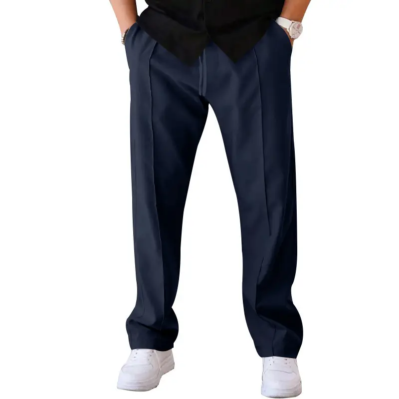 Men's Navy Blue Loose Straight Sports Pants Spring Summer - Image 11