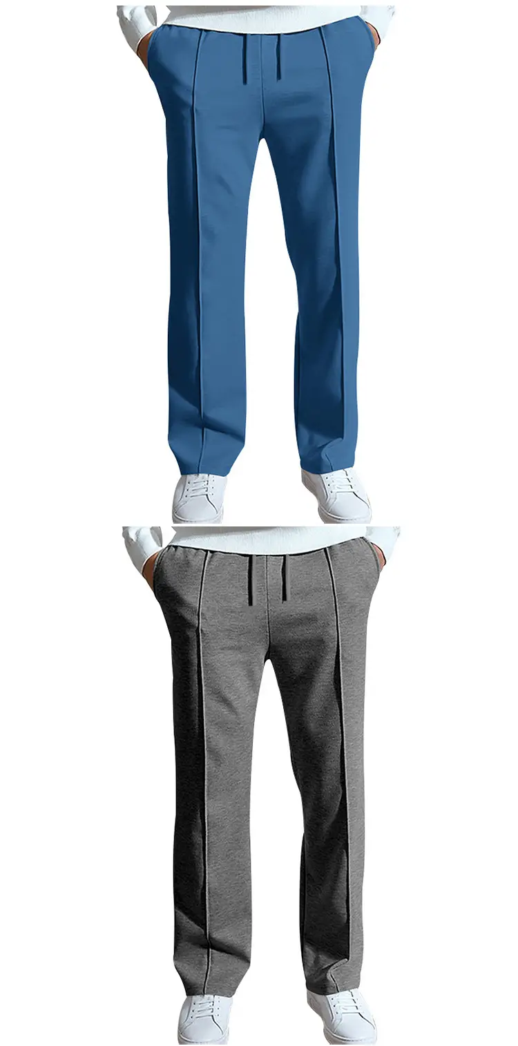 Men's Navy Blue Loose Straight Sports Pants Spring Summer — feature 15