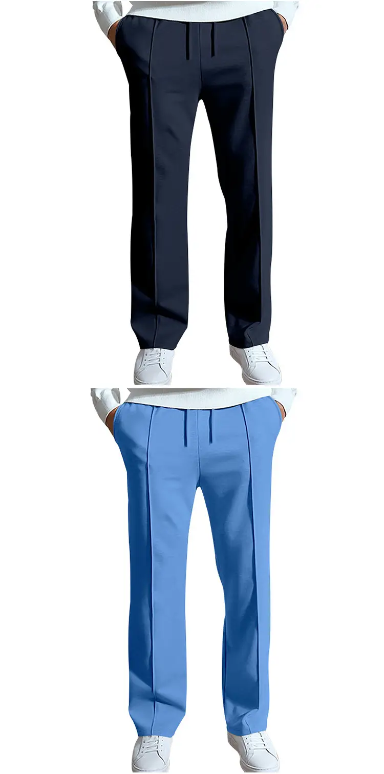 Men's Navy Blue Loose Straight Sports Pants Spring Summer — feature 16