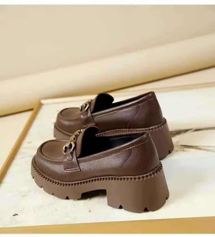 Women Black Leather Thick Heel Loafers 2024 — feature 10