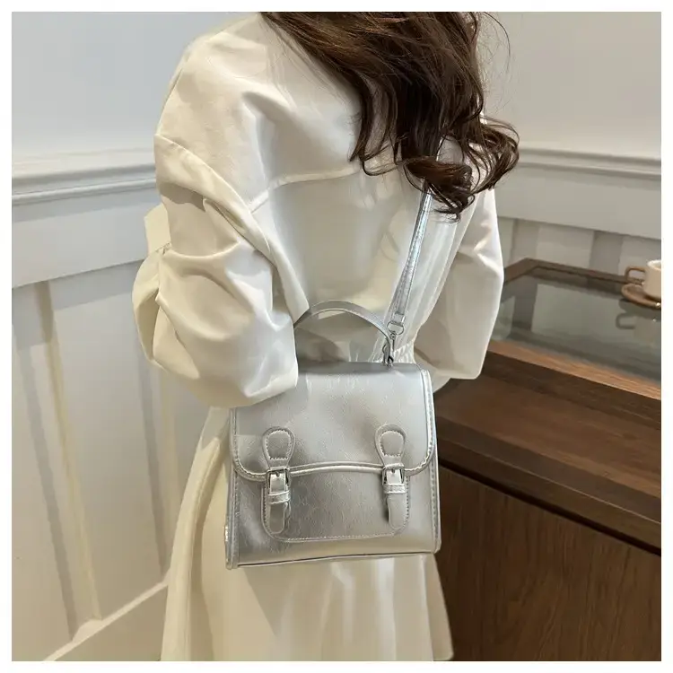 2024 Black Textured Shoulder Backpack with Double Buckle Closure — feature 16