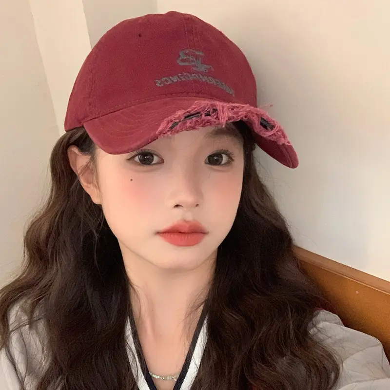 Women Retro Hole Baseball Cap Sunshade Grey - Image 6