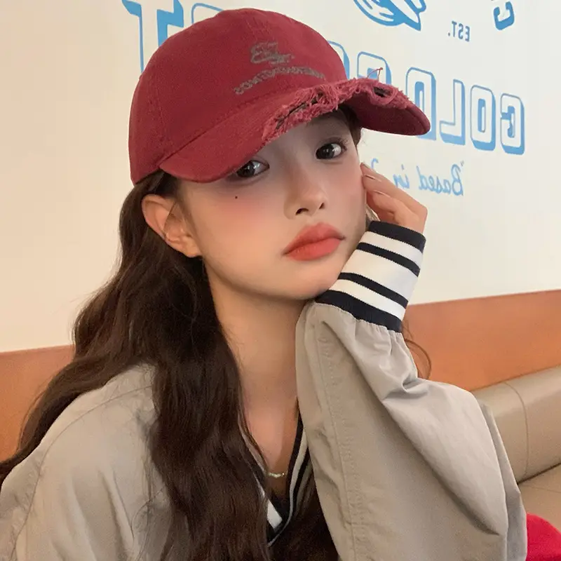 Women Retro Hole Baseball Cap Sunshade Grey - Image 8