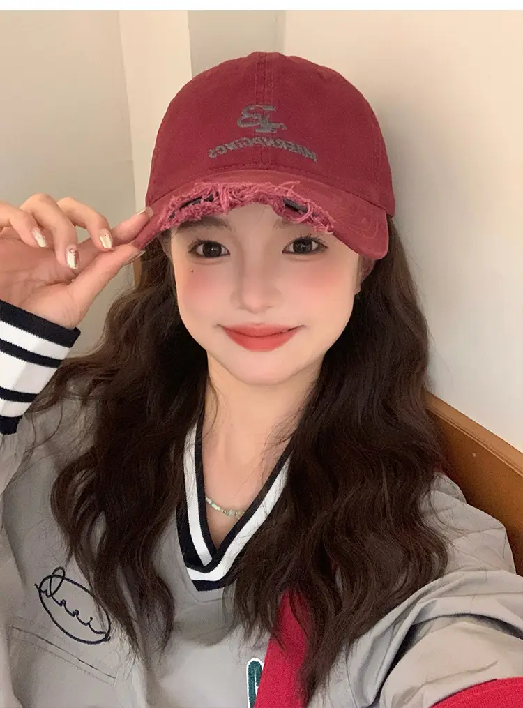 Women Retro Hole Baseball Cap Sunshade Grey — feature 1