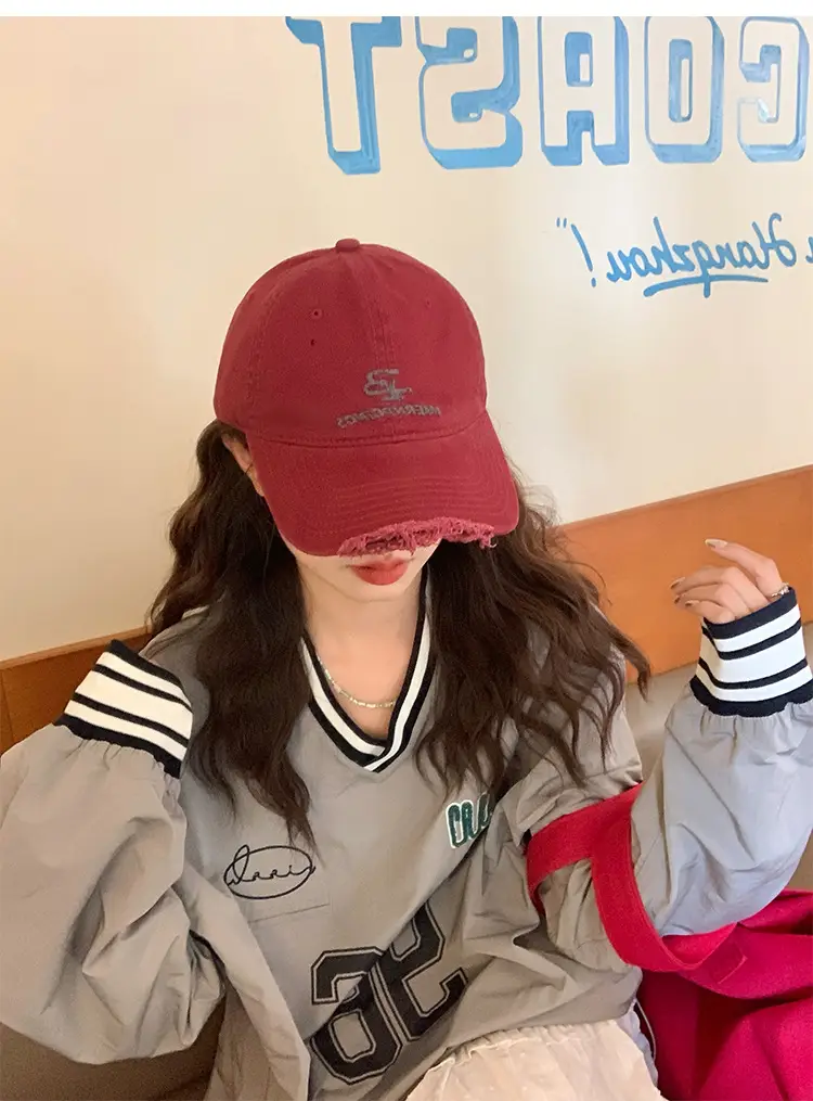 Women Retro Hole Baseball Cap Sunshade Grey — feature 10