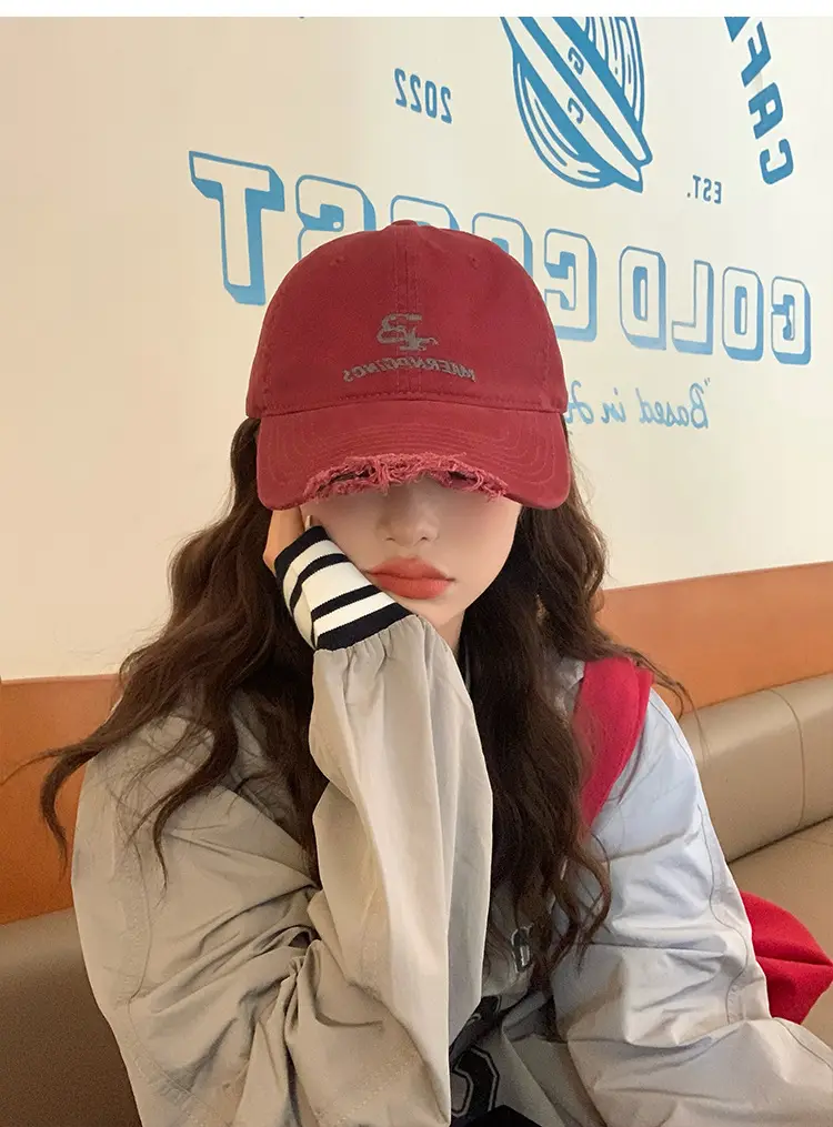 Women Retro Hole Baseball Cap Sunshade Grey — feature 11