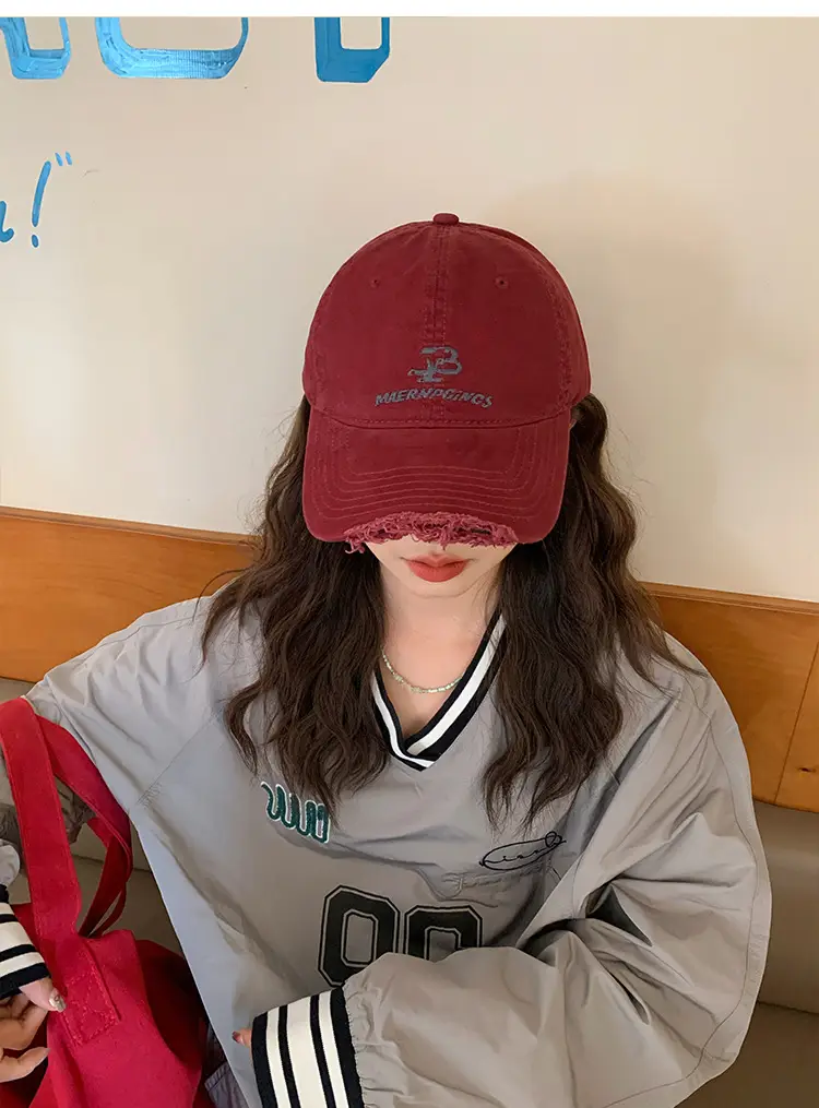 Women Retro Hole Baseball Cap Sunshade Grey — feature 2